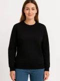 Kadın Üç İplik Düz Bisiklet Yaka SweatShirt - Siyah