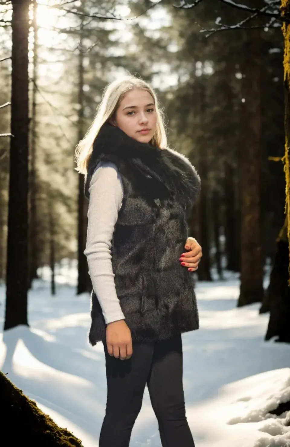 Kadın Kolsuz Kapüşonlu Yelek - Siyah