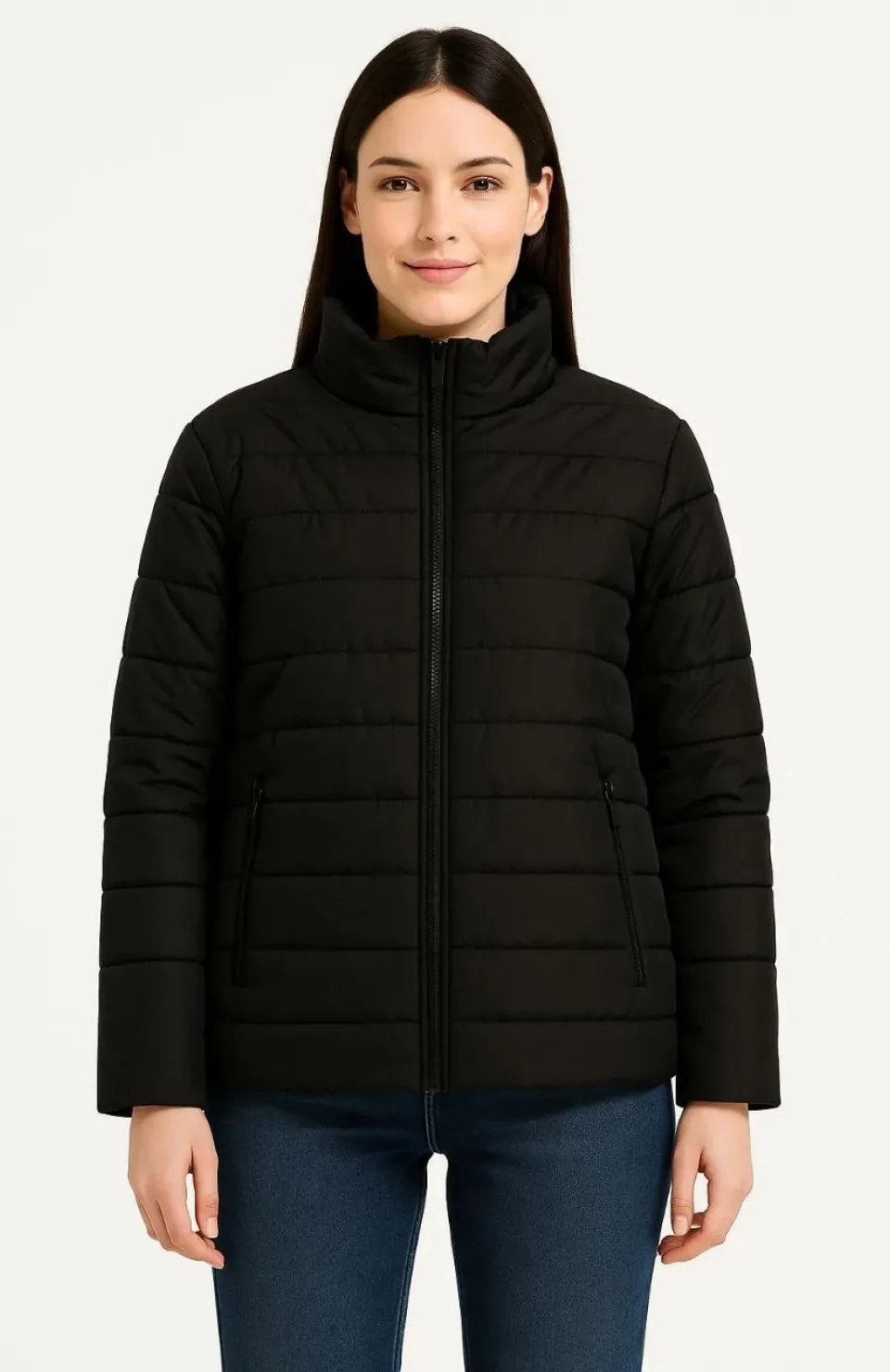 Kadın Bomber Mont Ceket – Su İtici Kumaş, Kapitone Astarlı, Fermuarlı, Kışlık - Siyah