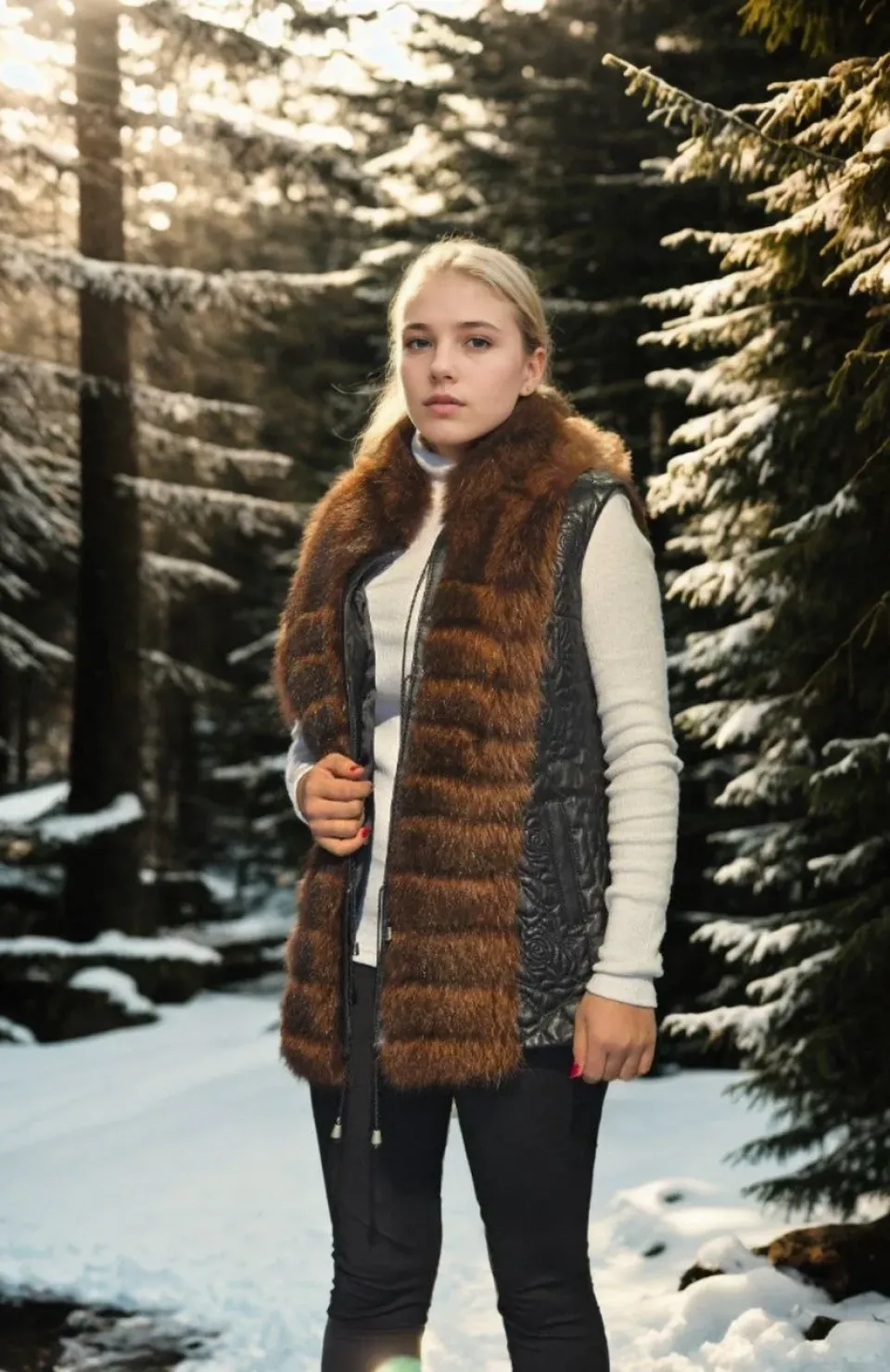 Kadın Kolsuz Fermuarlı Yelek - Siyah