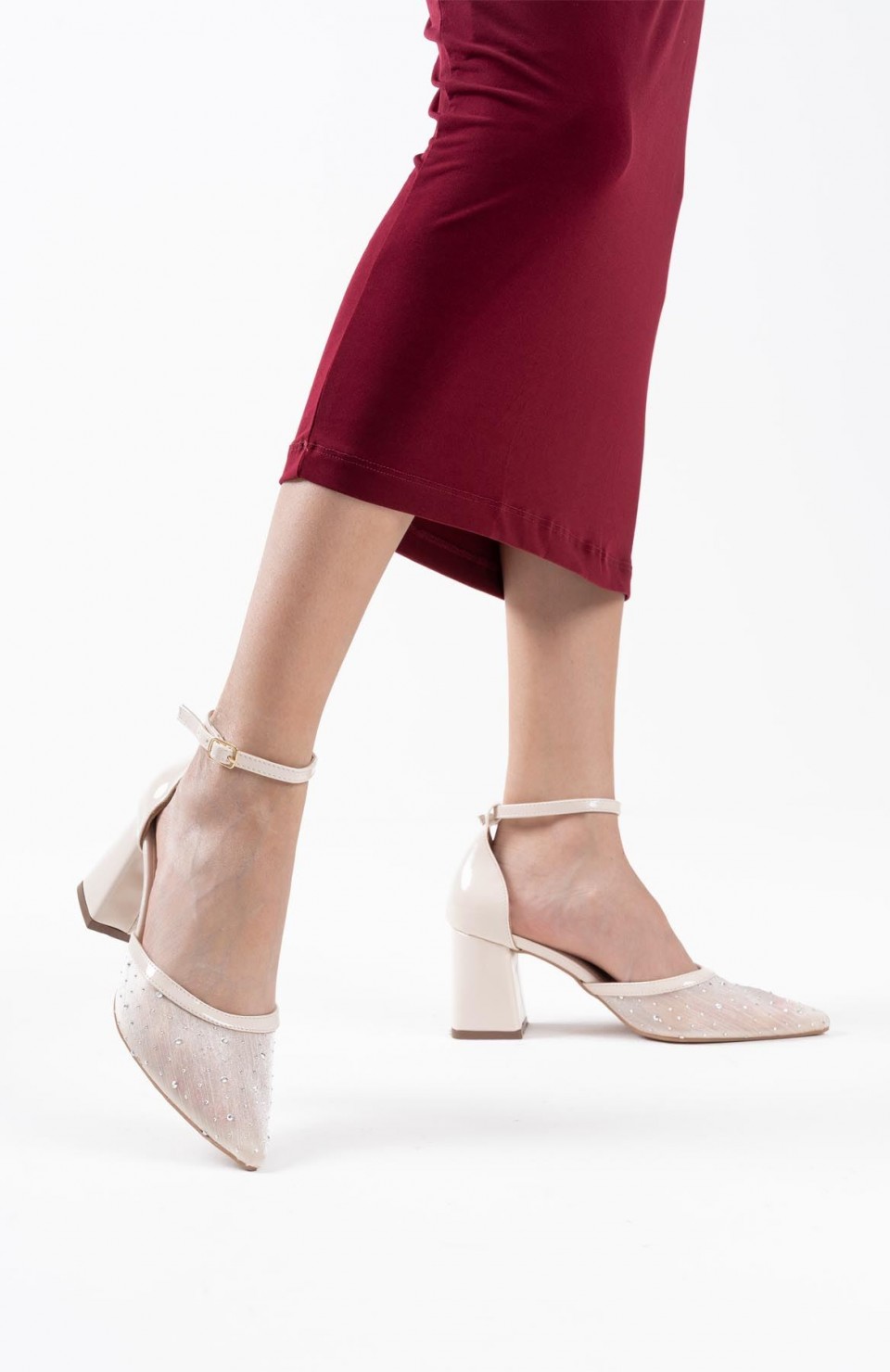 Tekstil Kumaş Taşlı Kadın Topuklu Ayakkabı TR08MS18B Somersan Giyim | Kadın, Erkek ve Çocuk Moda