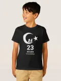 23 Nisan Çocuk Bayramı Baskılı Özel T-shirt - Siyah