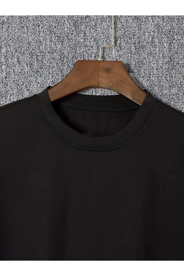 20/1 Penye Compack I TRIED TO WARN YOU. Baskılı Oversize Bisiklet Yaka T-shirt - Siyah