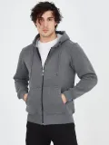Unisex Tam Fermuarlı Kapşonlu  SweatShirt - Füme