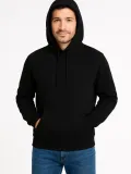 Erkek Üç İplik Kapüşonlu Kanguru Cepli SweatShirt hoodie - Siyah
