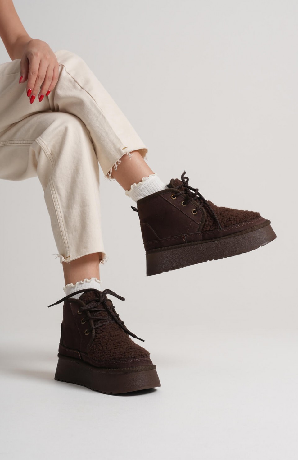 Kadın Kürklü Acı Kahve Kışlık Kalın Tabanlı Bot TR04MK03D Somersan Giyim | Kadın, Erkek ve Çocuk Moda