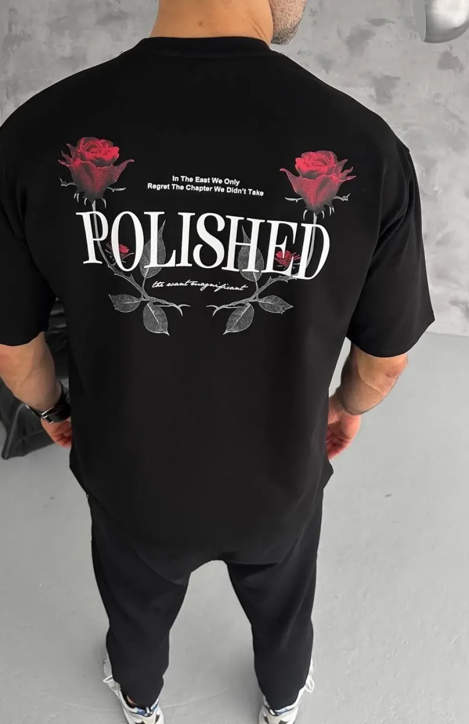 Unisex Bisiklet Yaka Baskılı Oversize T-Shirt - Siyah Somersan Giyim | Kadın, Erkek ve Çocuk Moda