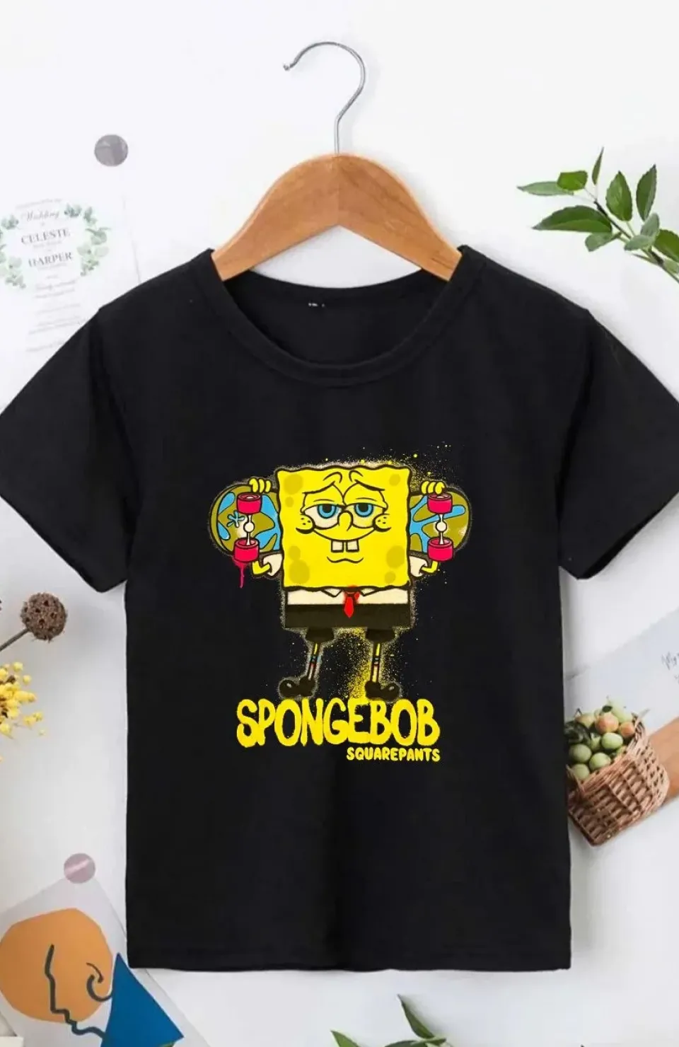 Bisiklet Yaka Kısa Kol Çocuk Baskılı T-Shirt - Siyah