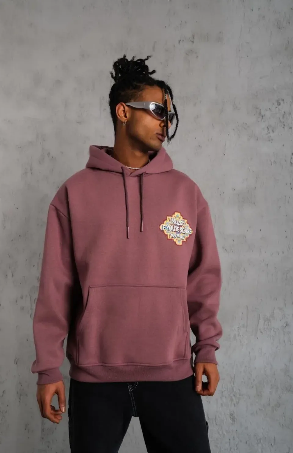 Erkek Kilim Desen Kapüşonlu Sweat - Gül Kurusu Somersan Giyim | Kadın, Erkek ve Çocuk Moda