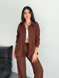 Gömlek Pantolon ikili Takım - Kahverengi