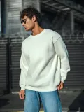 Kışlık Bisiklet Yaka Üç İplik Basic SweatShirt - Beyaz