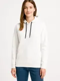 Kadın Üç İplik Kapüşonlu Kanguru Çepli SweatShirt hoodie - Beyaz
