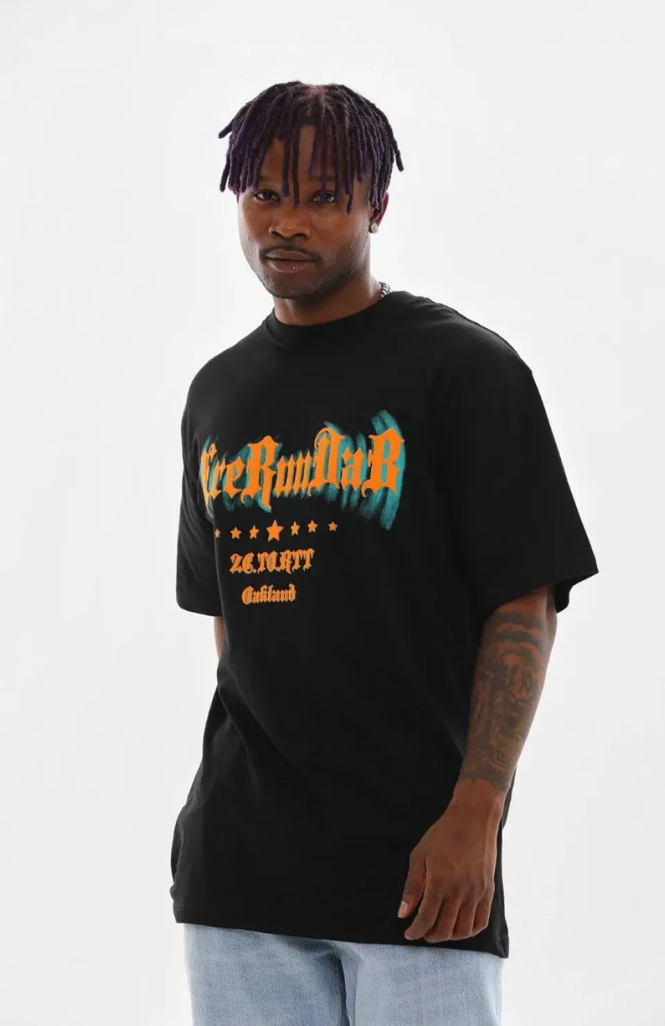 Unisex Baskılı Oversize T-Shirt - Siyah