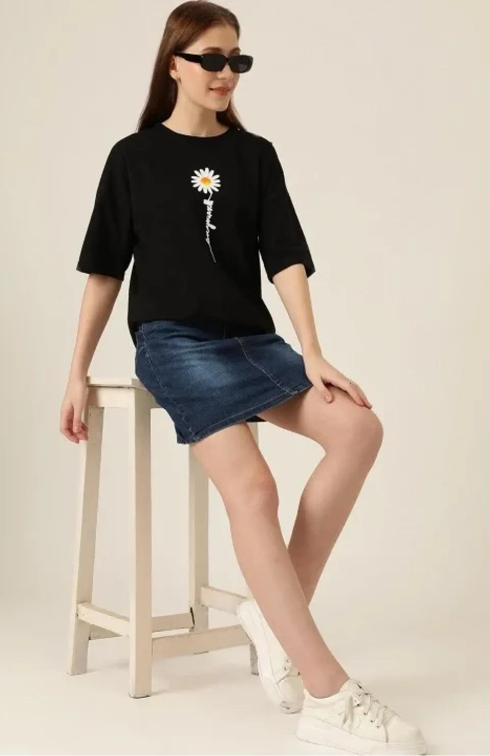 Baskılı Kadın T-shirt - Siyah