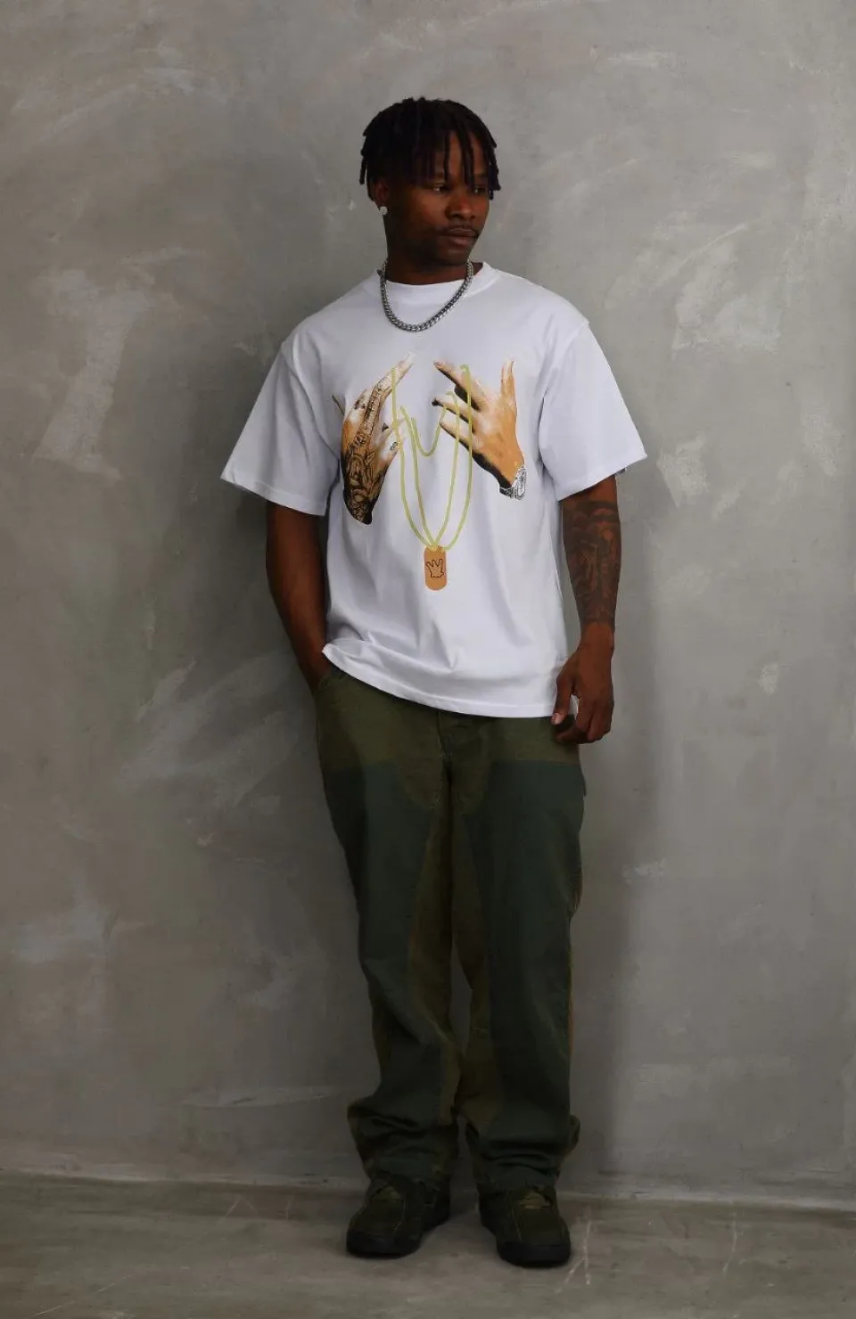 Unisex Baskılı Oversize T-Shirt - Beyaz