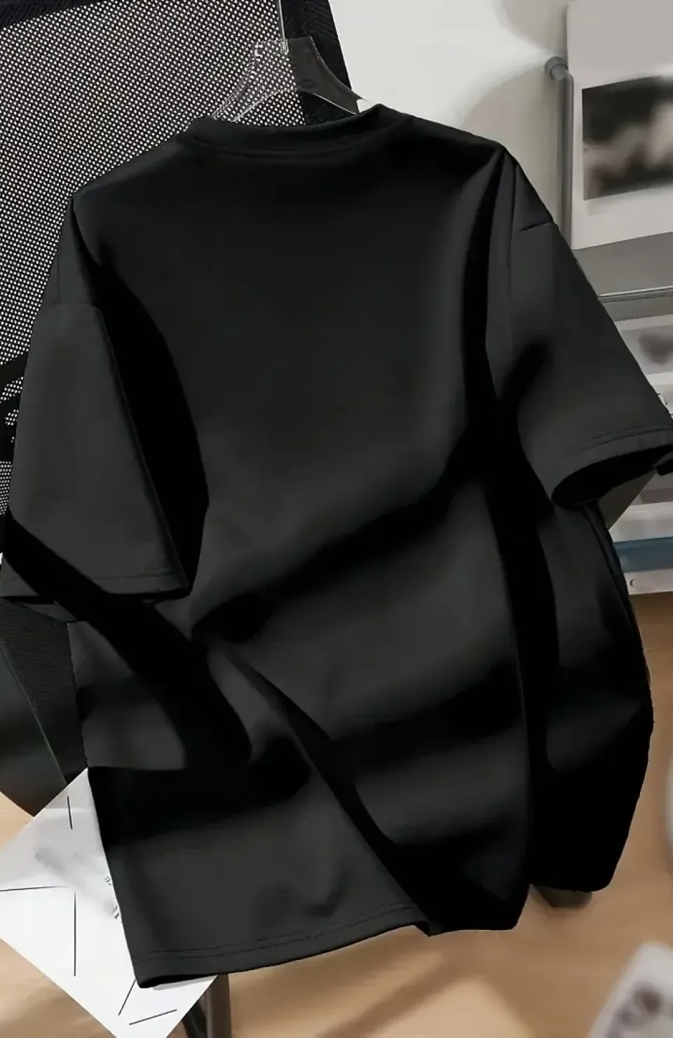 20/1 Penye Compack Spider Baskılı Oversize Unisex Kısa Kol Yazlık T-shirt - Siyah