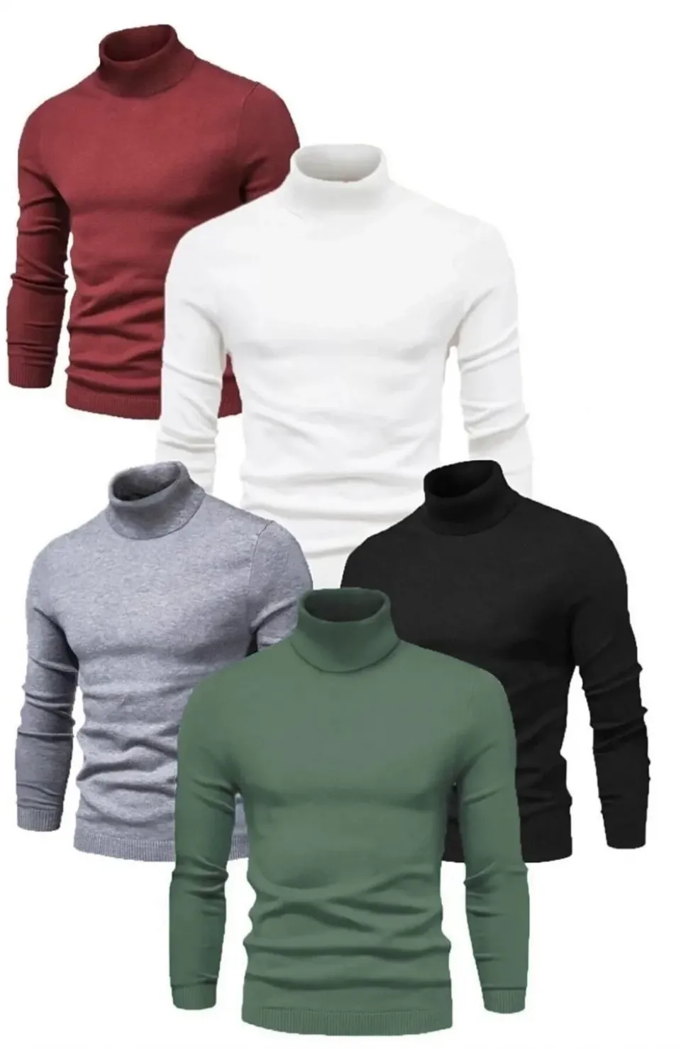 5 Adet Unisex Kaşkorse Boğazlı Full Likralı Fitilli Body Kazak Somersan Giyim | Kadın, Erkek ve Çocuk Moda