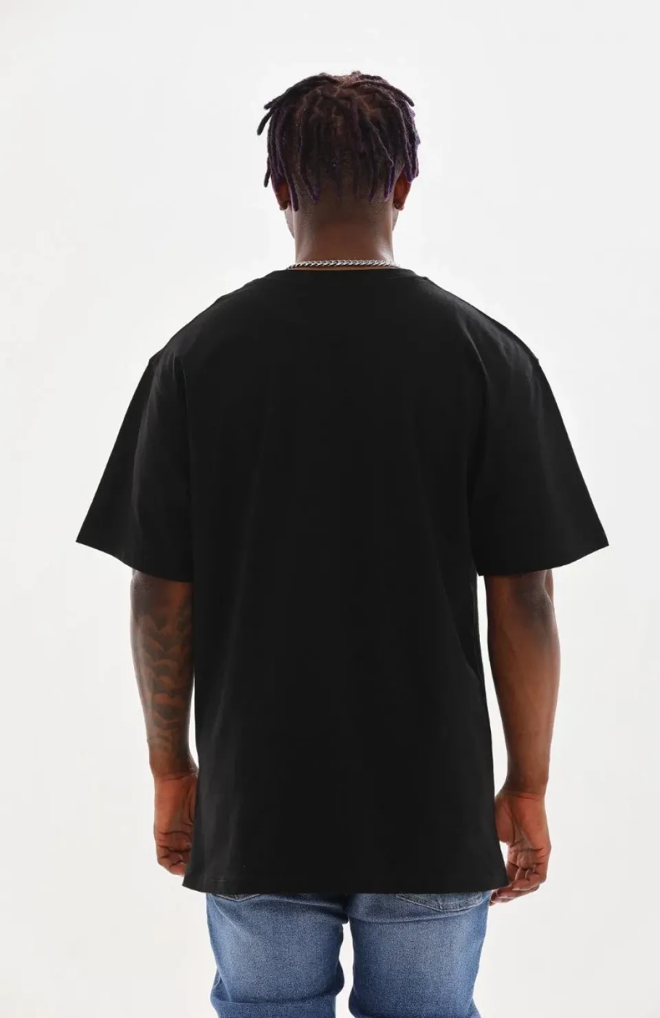 Unisex Baskılı Oversize T-Shirt - Siyah