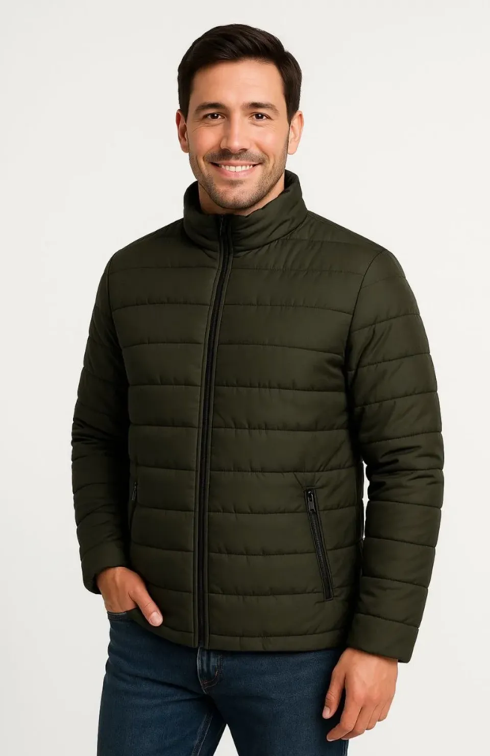 Erkek Bomber Mont Ceket – Su İtici Kumaş, Kapitone Astarlı, Fermuarlı, Kışlık - Haki