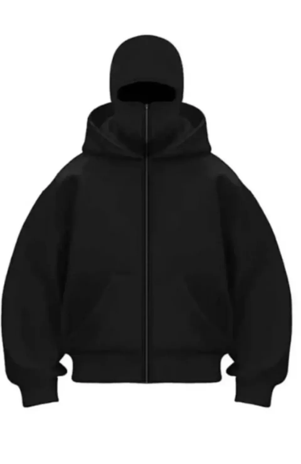 Samuray ZIP Fermuarlı Kapüşonlu SweatShirt- Siyah