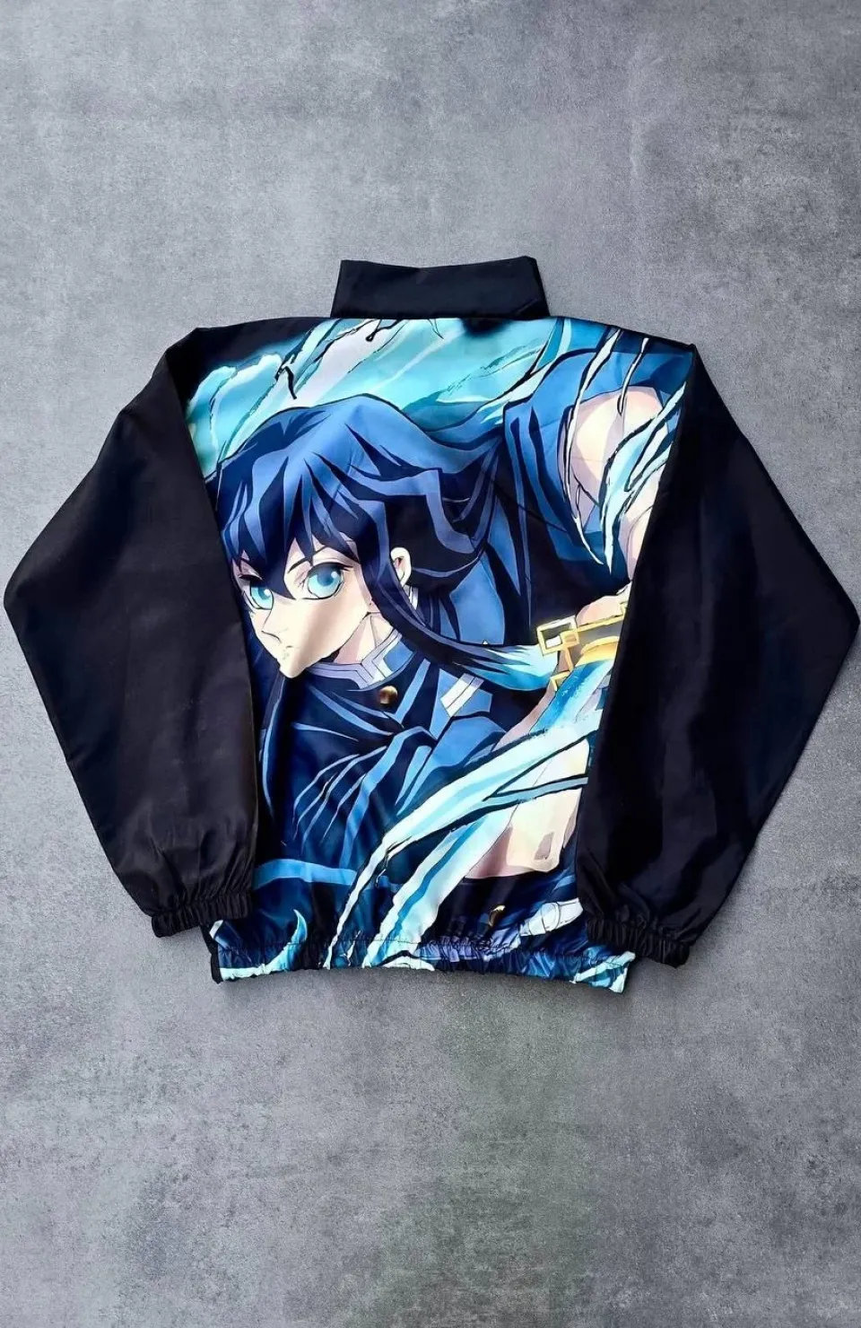 Fermuarlı Dijital Baskılı Rüzgarlık - Siyah