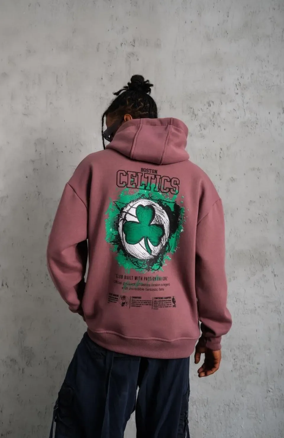 Erkek Baskılı Kapüşonlu ve Kordon İpli Sweat - Gül Kurusu Somersan Giyim | Kadın, Erkek ve Çocuk Moda