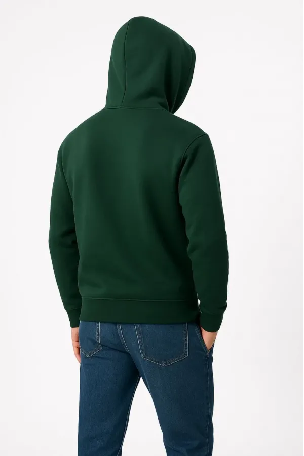 Erkek Üç İplik Kapüşonlu Kanguru Cepli SweatShirt hoodie - Haki