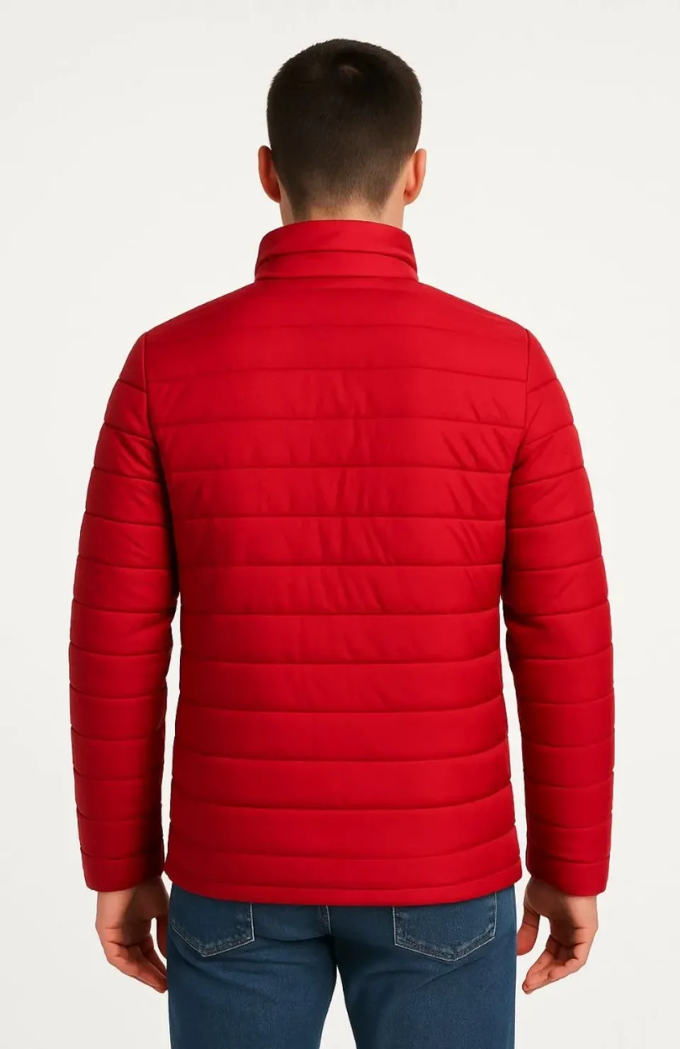 Erkek Bomber Mont Ceket – Su İtici Kumaş, Kapitone Astarlı, Fermuarlı, Kışlık - Kırmızı