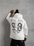 Erkek 98 Baskılı Kapşonlu Sweat - Beyaz