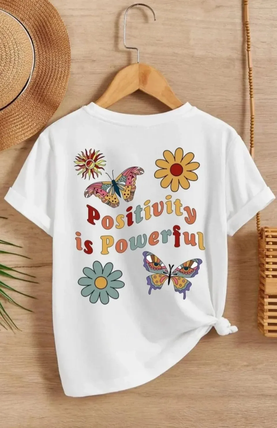 Kız Çocuk Bisiklet Yaka Baskılı T-Shirt - Beyaz Somersan Giyim | Kadın, Erkek ve Çocuk Moda