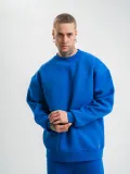 Uzun Kol Bisiklet Yaka Basic SweatShirt - Mavi