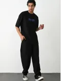 Unisex Baskılı Oversize T-Shirt - Siyah