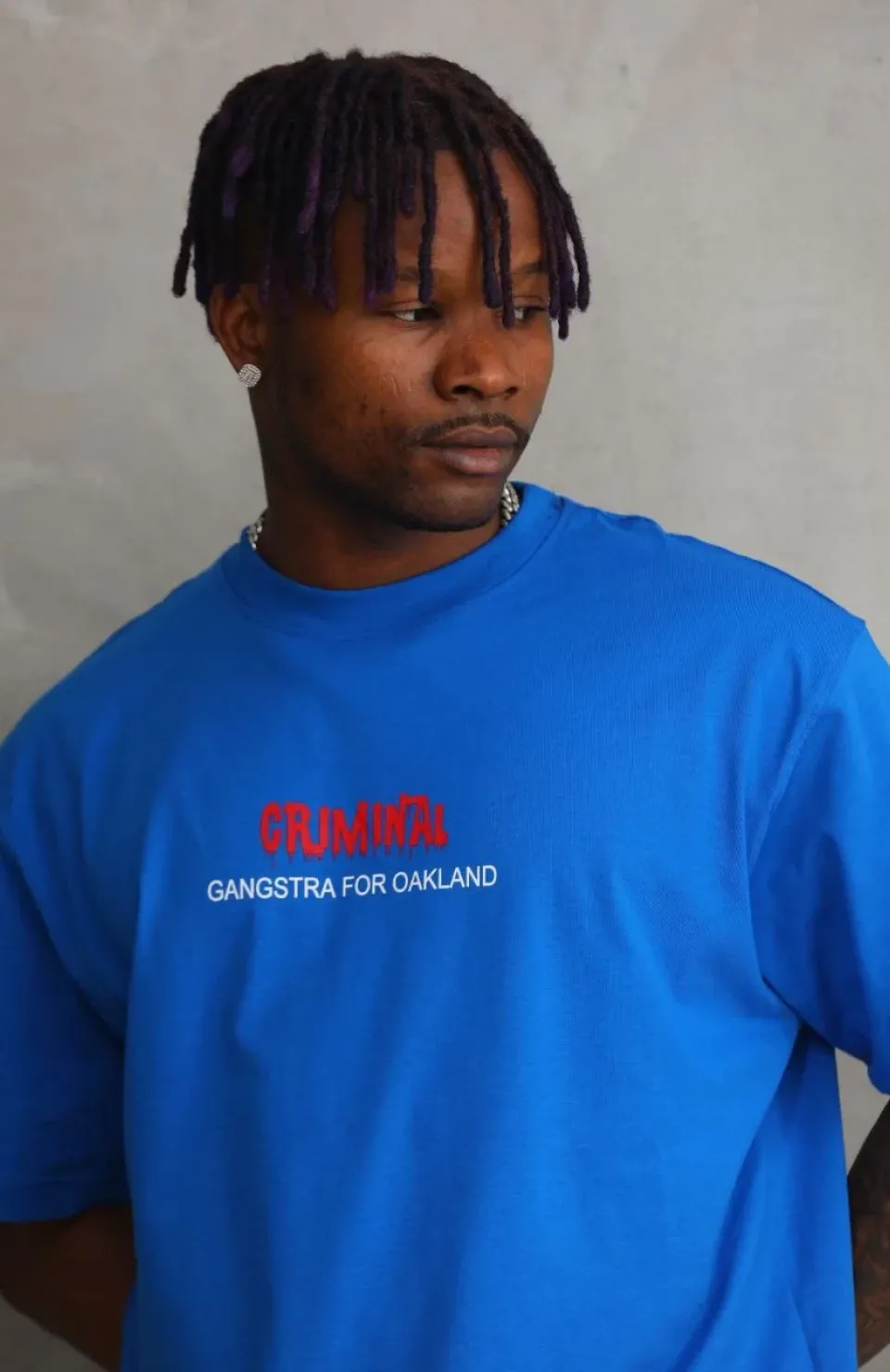 Unisex Baskılı Oversize T-Shirt - Mavi