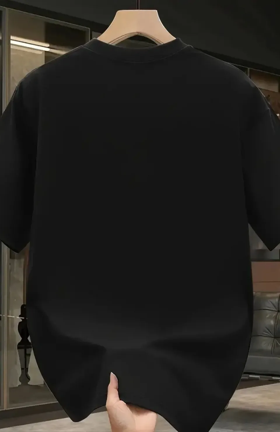 Pembe Panter Baskılı Erkek Oversize Günlük Kısa Kollu Tişört İlkbahar ve Yaz için Mükemmeldir - Siyah