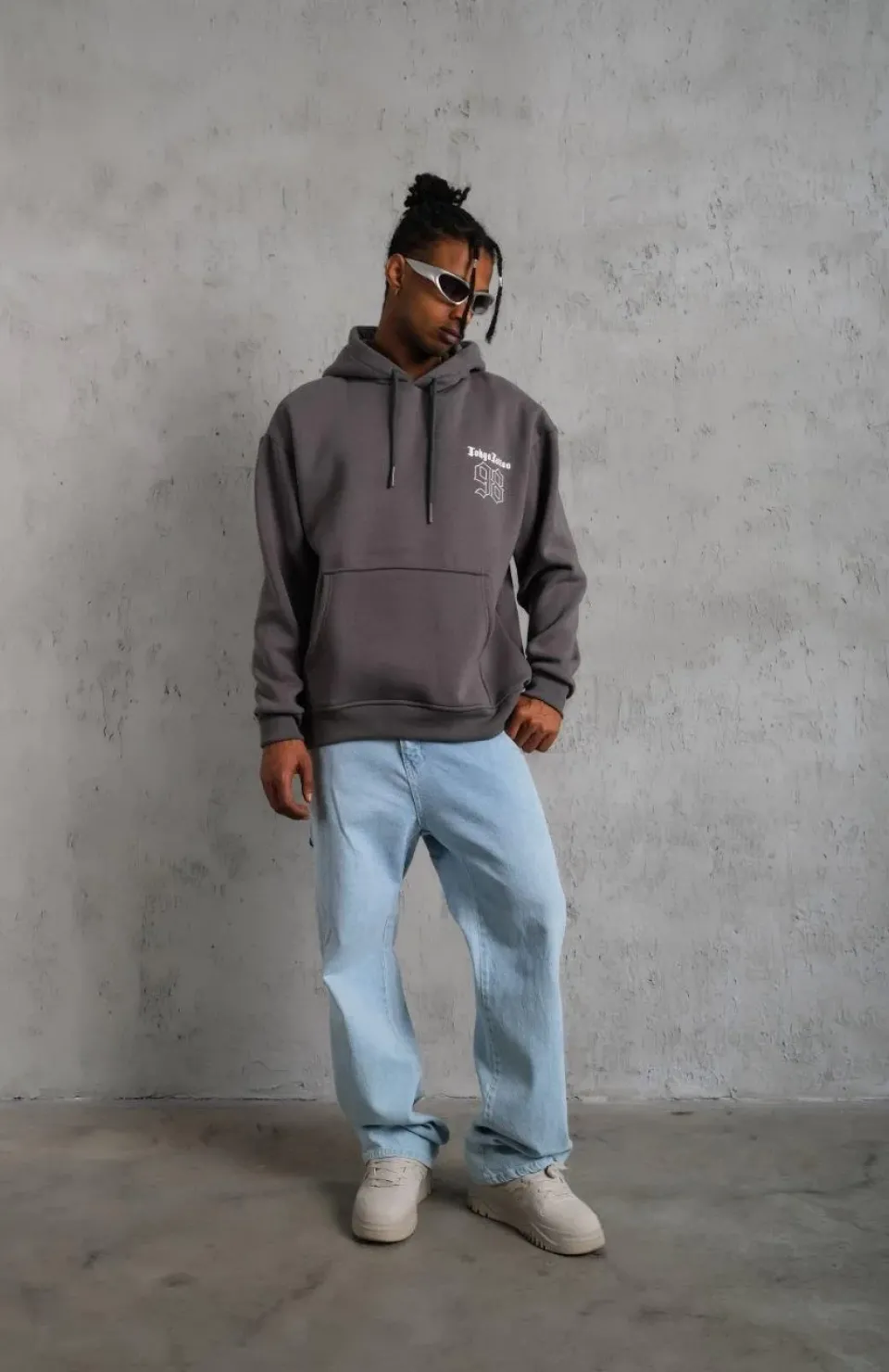 Erkek 98 Baskılı Kapşonlu Sweat - Gri Somersan Giyim | Kadın, Erkek ve Çocuk Moda