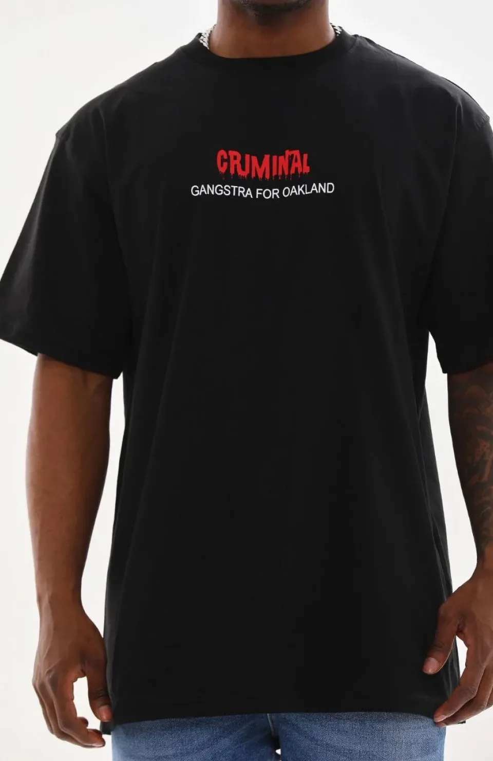 Unisex Baskılı Oversize T-Shirt - Siyah