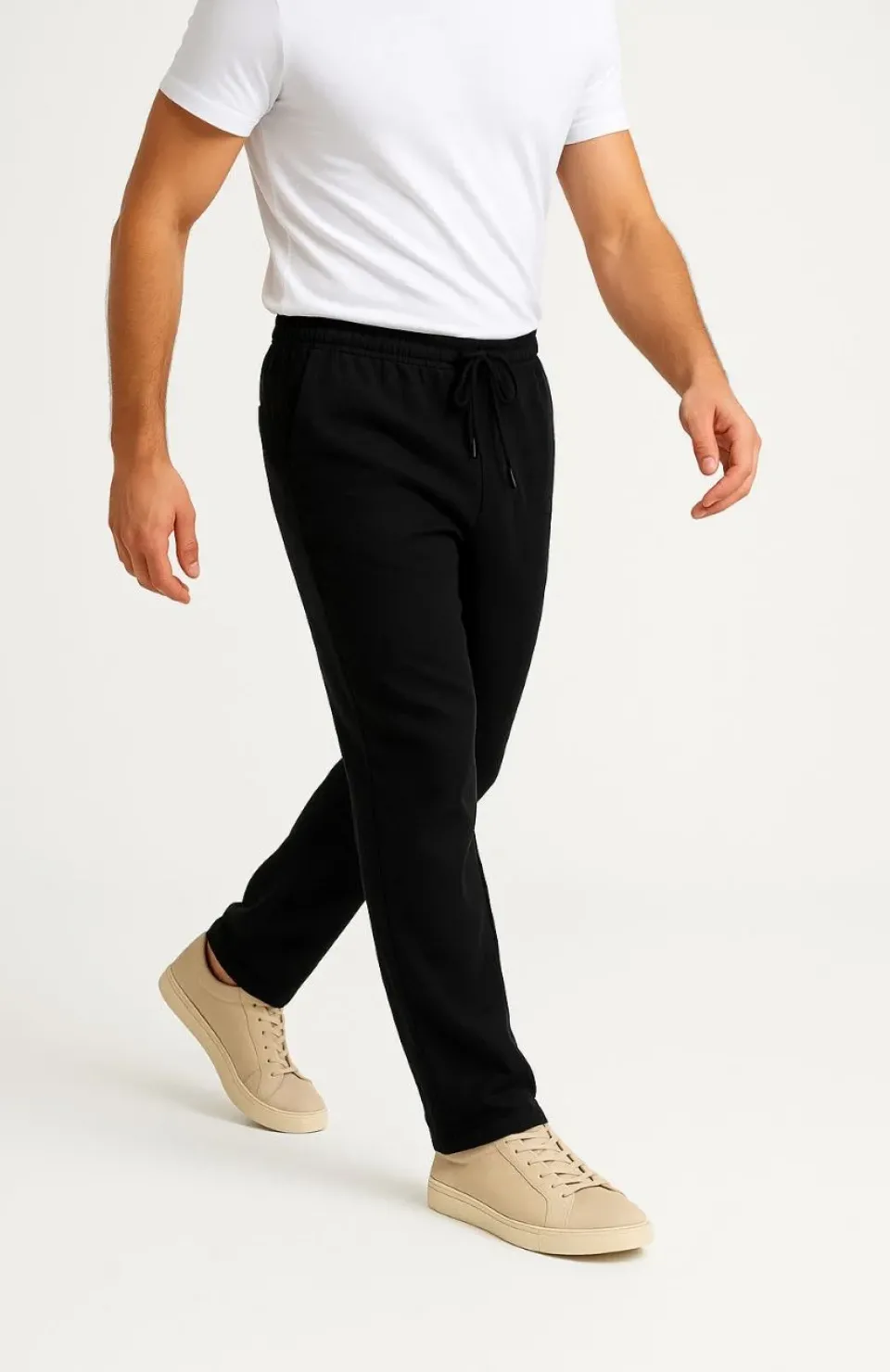 Erkek Keten Pantolon – Cepli, Beli Lastikli ve Bağcıklı, Nefes Alan Rahat Kalıp, Yazlık ve Baharlık Günlük Giyim, Şık & Konforlu Boru Paça Model - Siyah