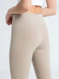 Kadın Yüksek Bel Fitilli Tayt - Bej
