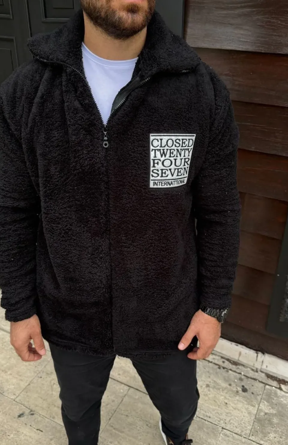 Erkek Polar Fermuarlı Sweatshirt – Kapüşonsuz, Cepli, Yumuşak Dokulu, Oversize Rahat Kalıp, Kışlık Sıcak Tutan Fermuarlı Üst - Siyah