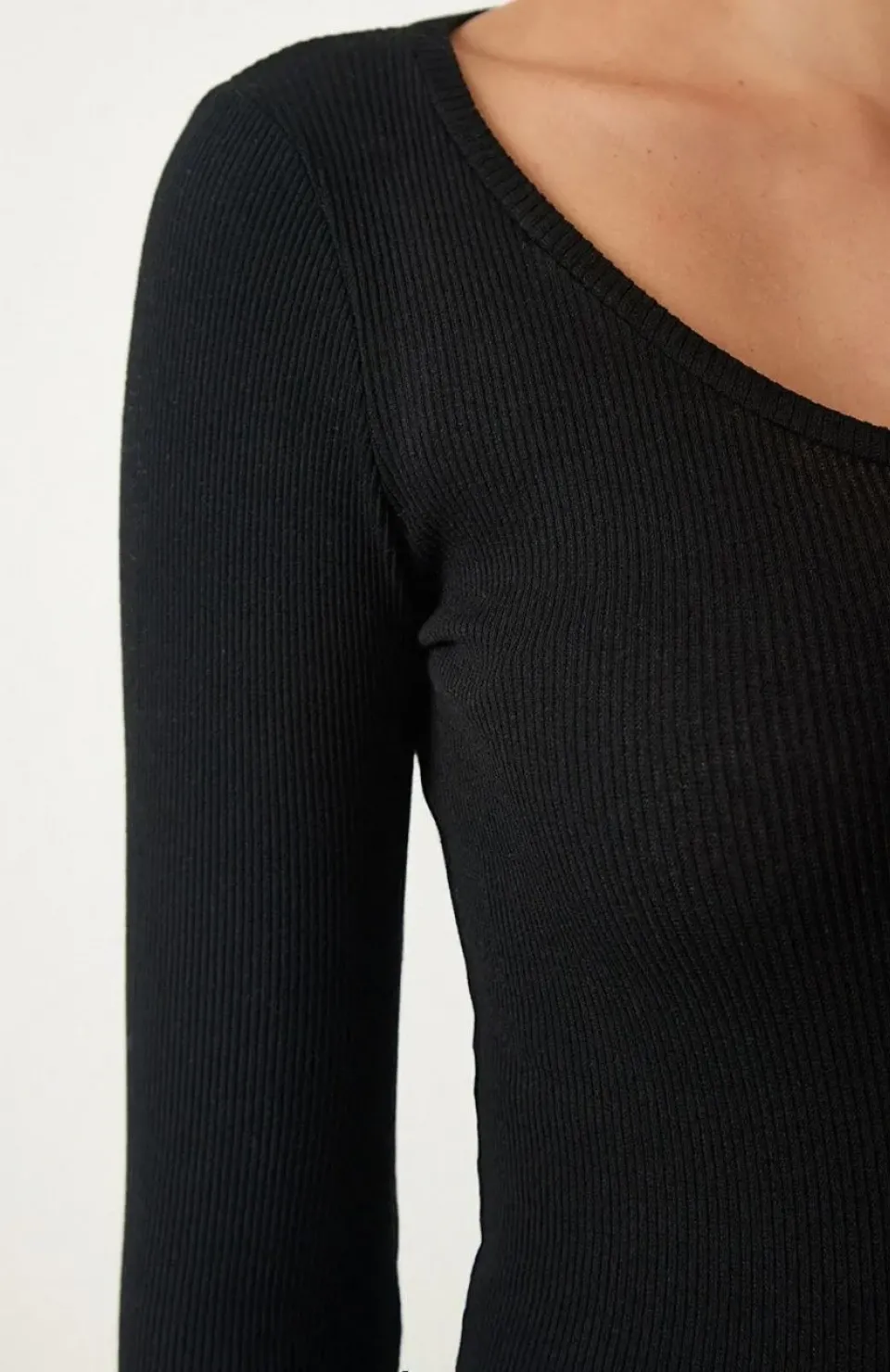 Kadın Fitilli Likralı Body Crop - Siyah Somersan Giyim | Kadın, Erkek ve Çocuk Moda