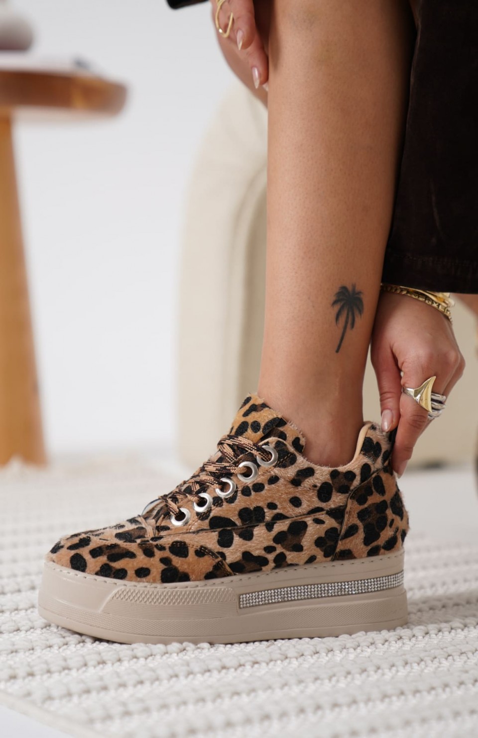 Kadın Leopar Desenli Gizli Topuklu Sneaker TR04MS01E Somersan Giyim | Kadın, Erkek ve Çocuk Moda