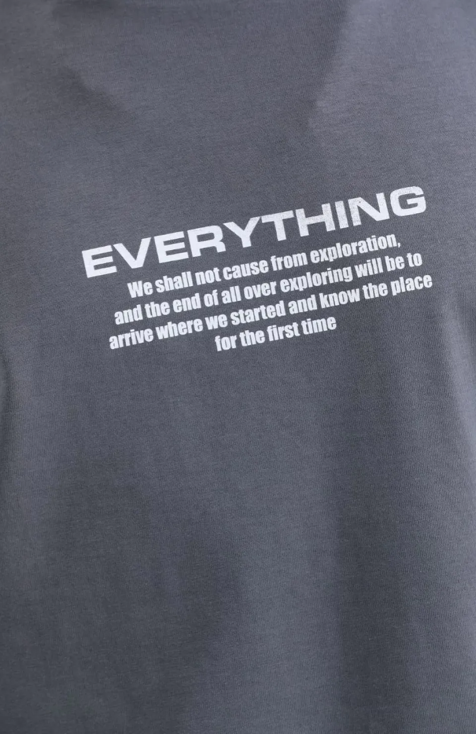 Unisex Bisiklet Yaka Baskılı Oversize T-Shirt - Gri