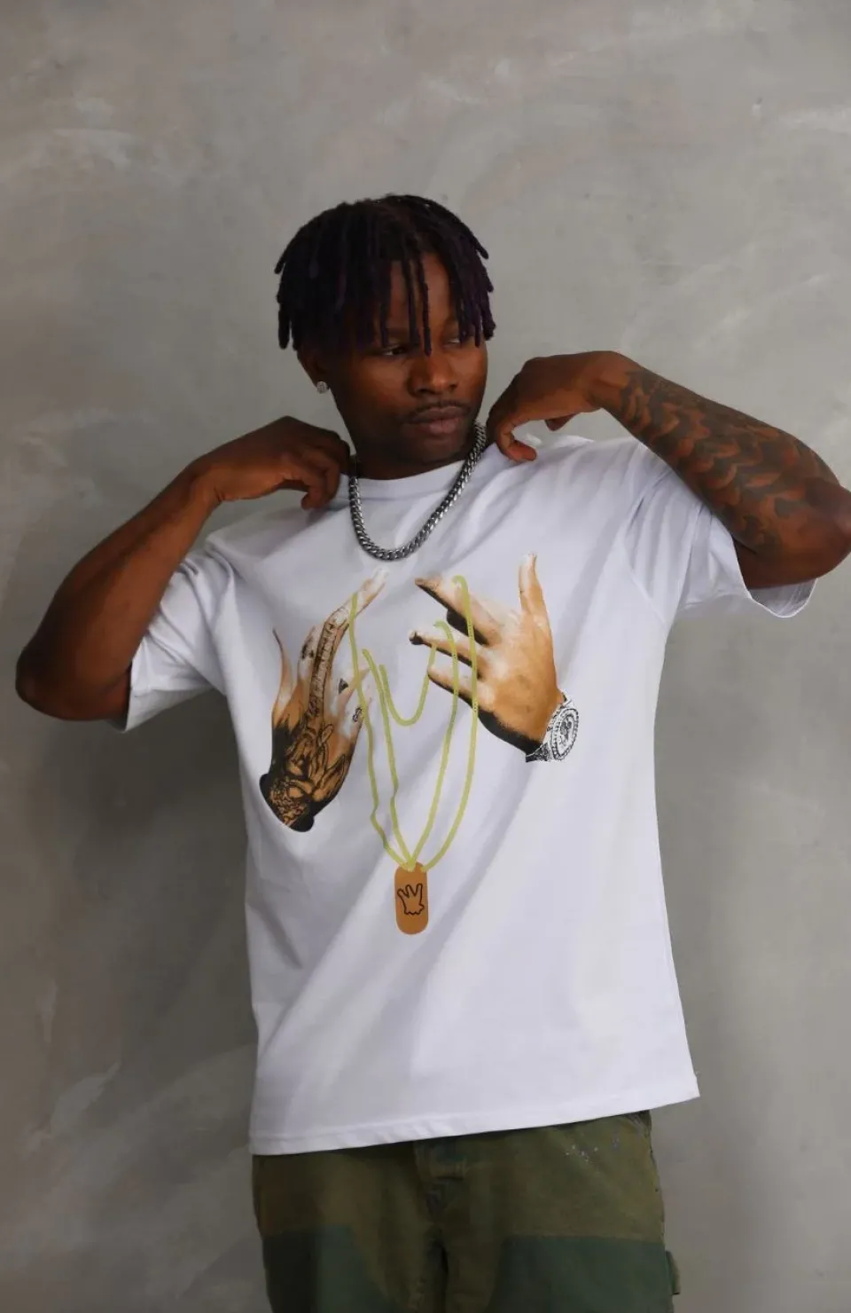 Unisex Baskılı Oversize T-Shirt - Beyaz