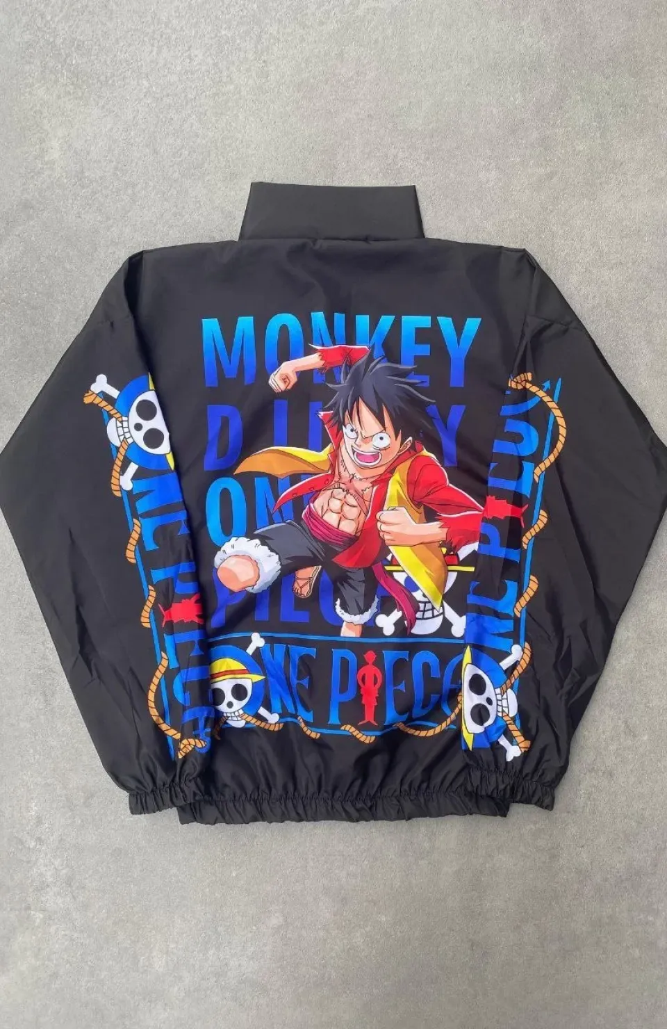 Unisex Fermuarlı Dijital Baskılı Rüzgarlik - Siyah