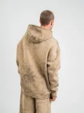 Unisex Double Oversize Kapşonlu Yıkamalı SweatShirt - Bej