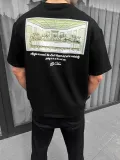 Unisex Baskılı Oversize T-Shirt - Siyah