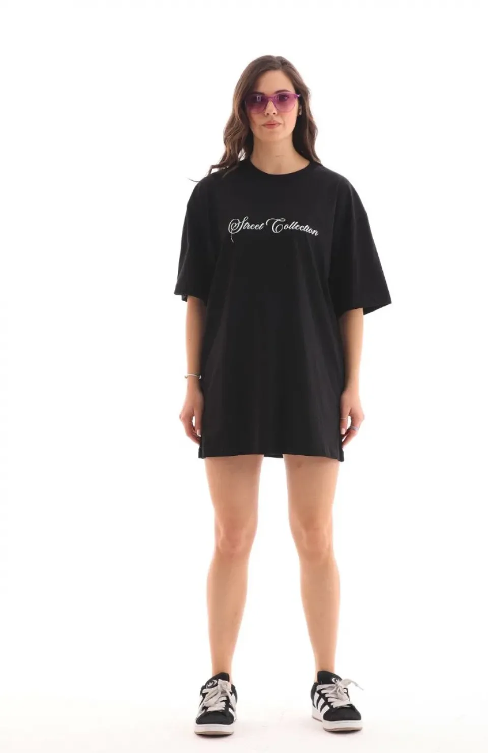 Unisex Bisiklet Yaka Baskılı Oversize T-Shirt - Siyah Somersan Giyim | Kadın, Erkek ve Çocuk Moda