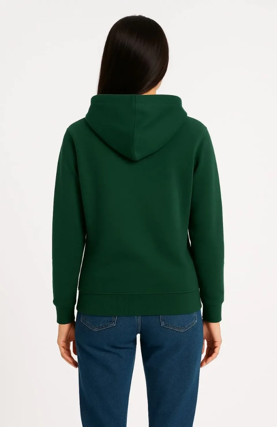 Kadın Üç İplik Kapüşonlu Kanguru Cepli Sweatshirt hoodie - Haki