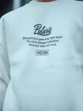 Kışlık Bisiklet Yaka Ön Ve Arka Baskılı SweatShirt - Beyaz