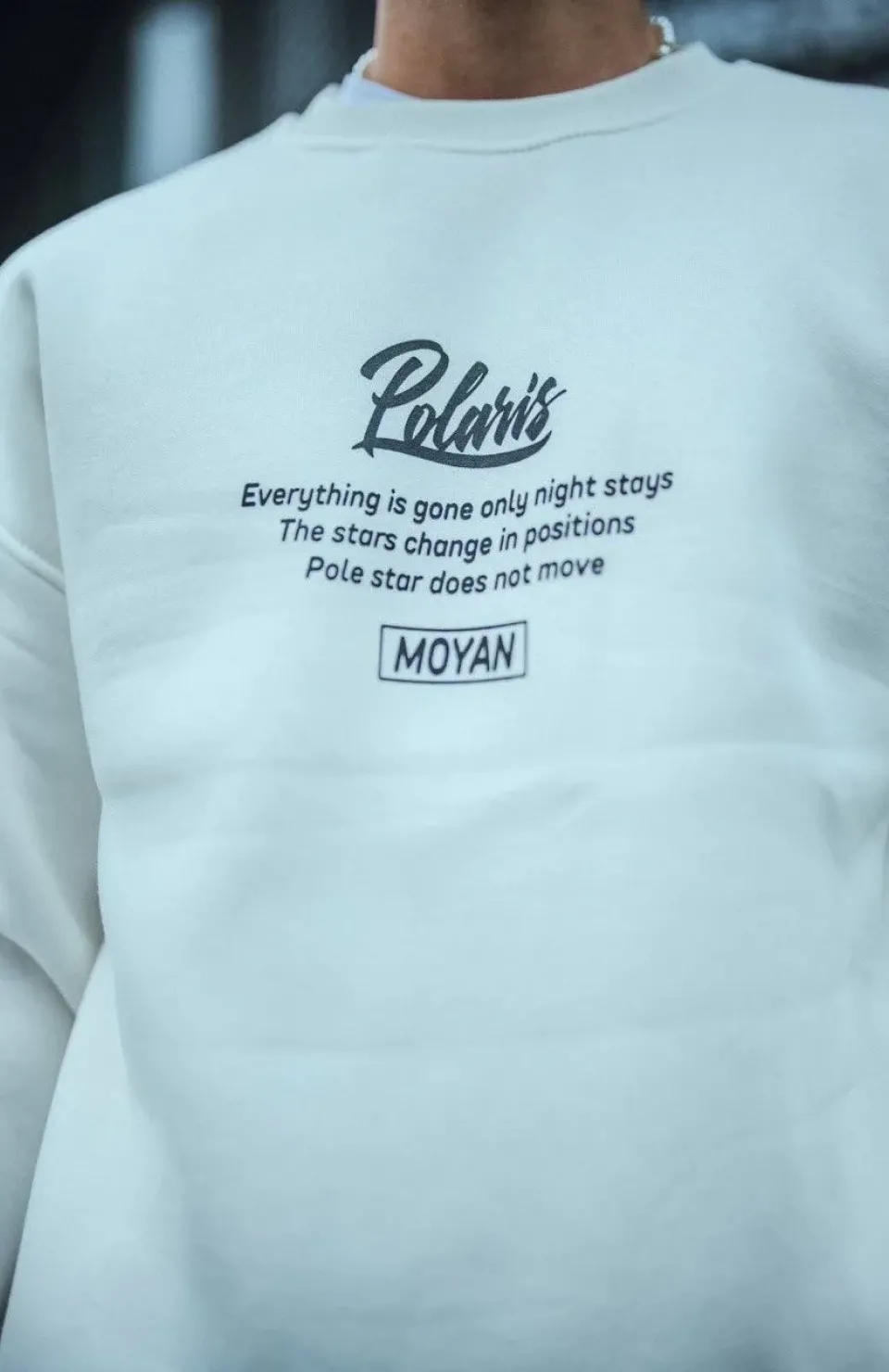 Kışlık Bisiklet Yaka Ön Ve Arka Baskılı SweatShirt - Beyaz